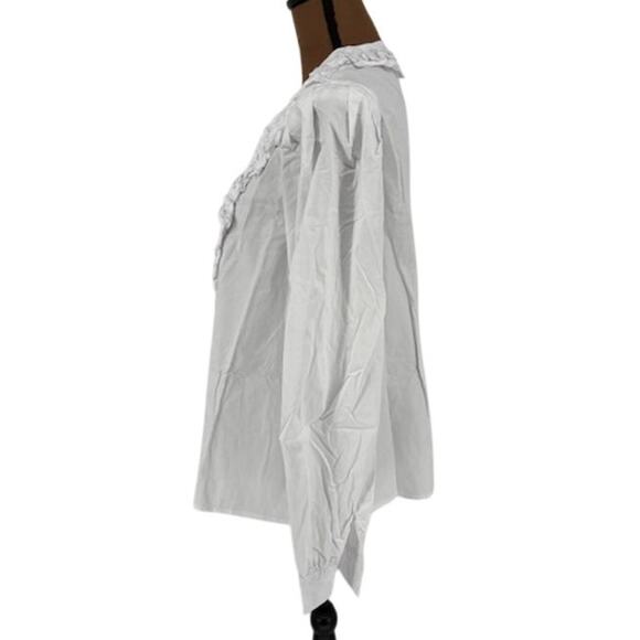 POL New in Bag Long Sleeve Ruffle Collar V-Neck Button-Up Shirt in White – Small - Picture 5 of 6